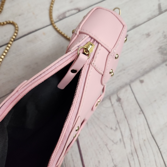 Pink Dinosaur Crossbody Bag with Gold Chain Strap - Picture 2 of 2